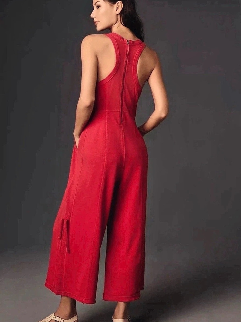 Anthropologie Daily Practice Red Wide Leg Jumpsuit Size XXS - Picture 2 of 12